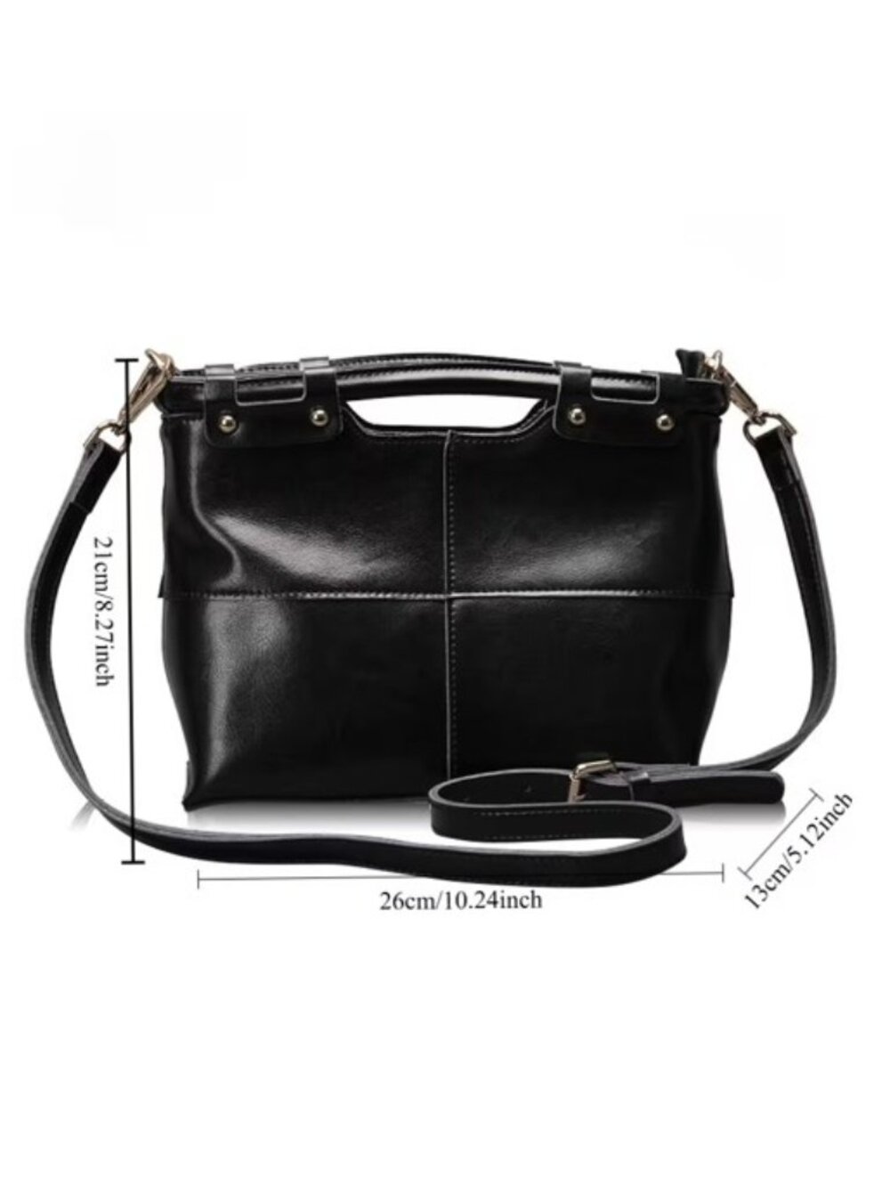 Lovely Black Genuine Top-Grain Vintage Tote Bag Suitable for Women - Large - Picture 2 of 9